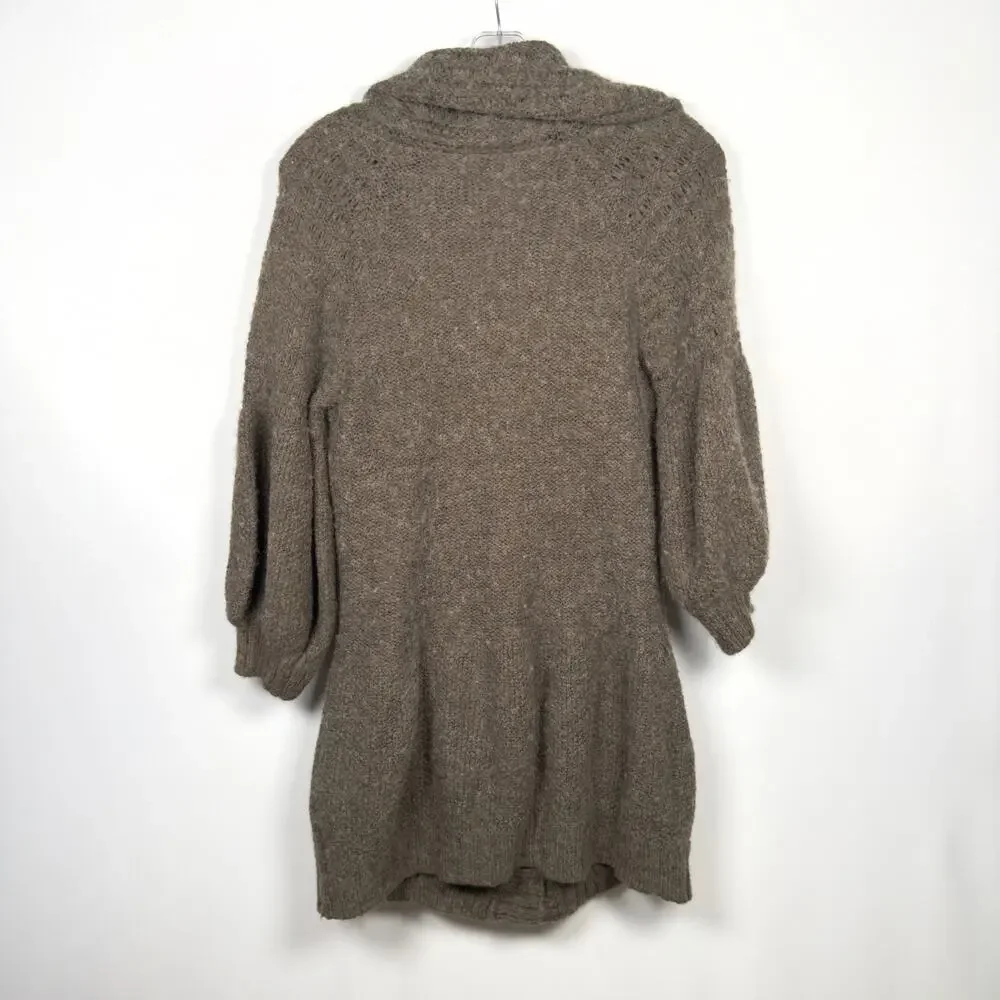 Free People Brown Bubble Sleeve Wool Blend Cardigan Sweater Women's Size S - Picture 2 of 7